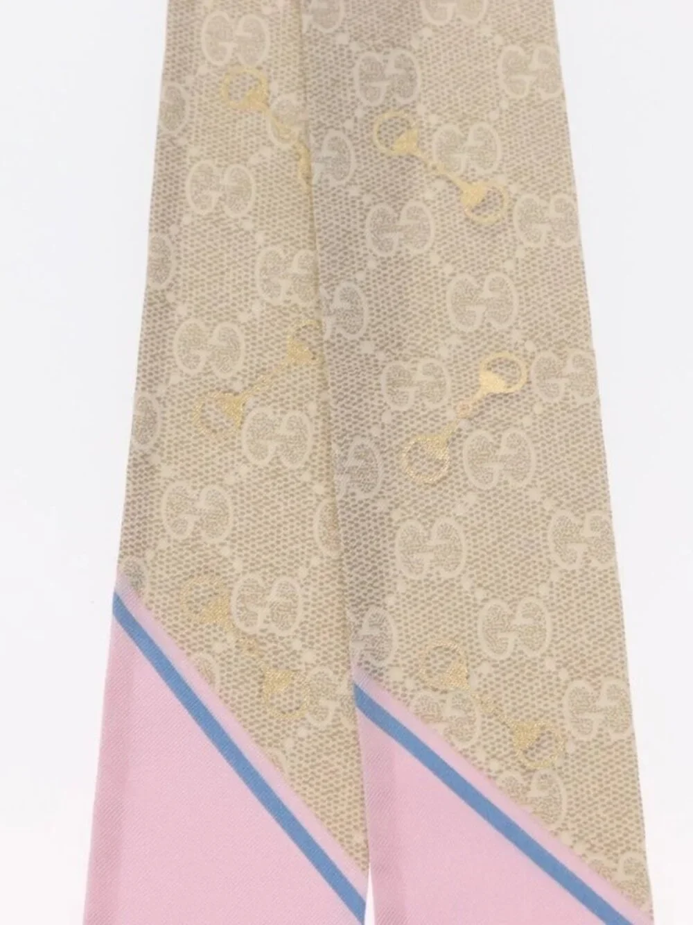 GUCCI Scarf Silk Old GUCCI Beige Pink 663719 Auth 148546M